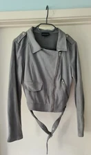 Grey Faux Suede Jacket Hardly Worn Size 8 Pretty Little Thing