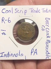 Pictorial Coal Scrip Trade Token - Deer Creek Mercantile Co - Indianola, PA