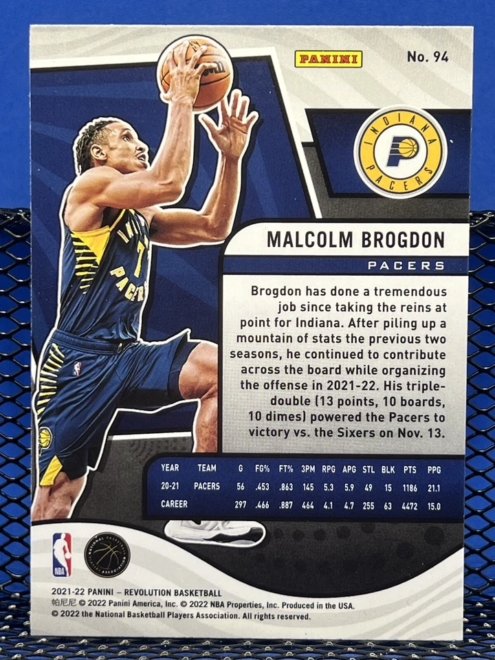 2021-22 Panini Revolution MALCOLM BROGDON Base 94 Indiana Pacers - Image 2 of 2