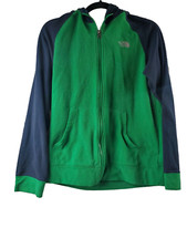 The North Face Warm Soft Green Blue Hooded Fleece Jacket Full Zip XL 18/20