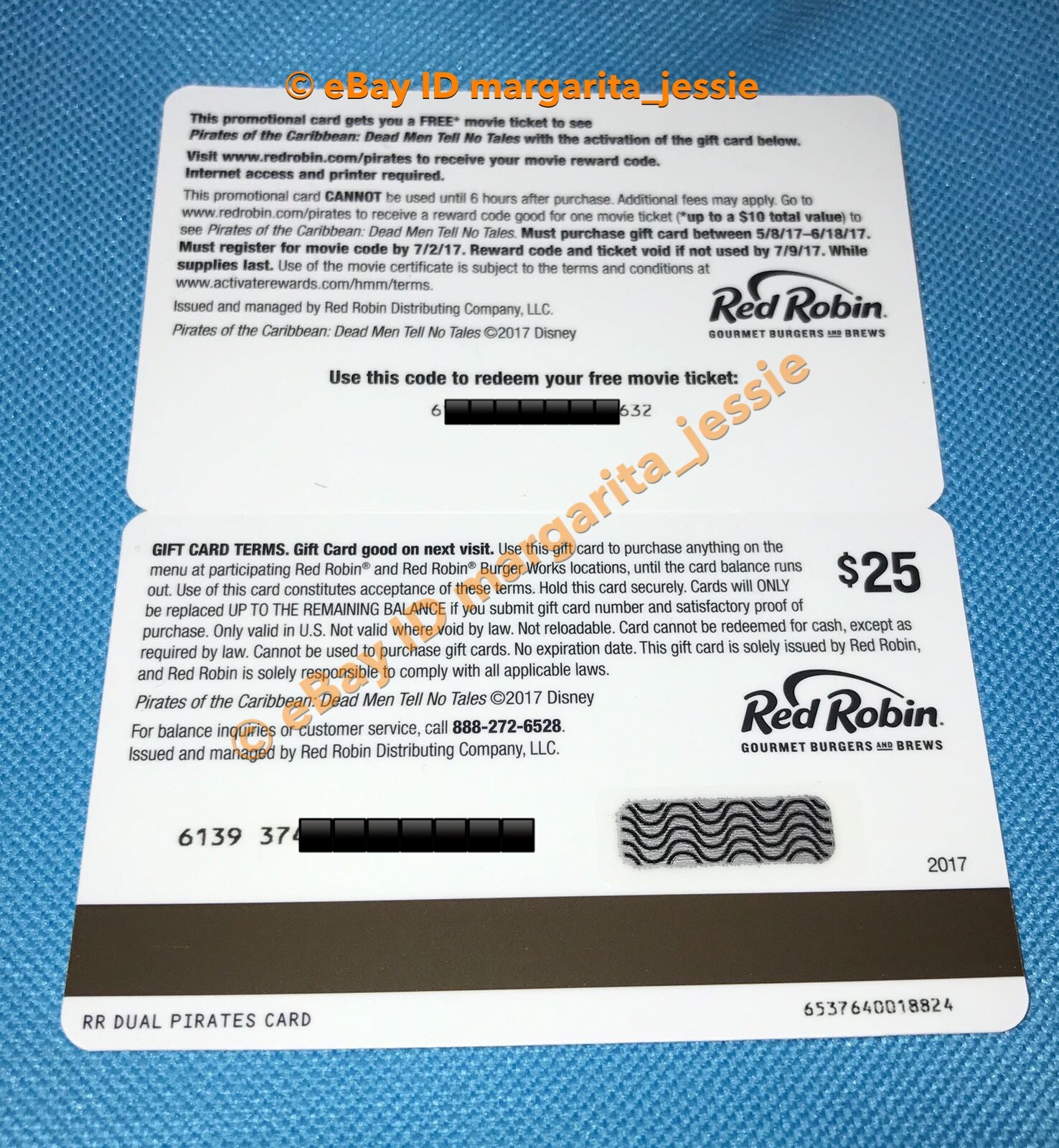 Red Robin Burger Pirates Of The Caribbean Movie Gift Card No Value New  2017 | Ebay