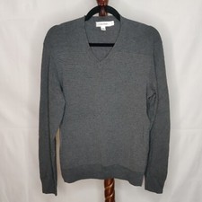 Calvin Klein men's size M pullover sweater gray v-neck long sleeve ribbed front