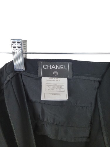 CHANEL Womens Dress Pants 100% Silk Trousers Black Tuxedo USA 8 Size 32x32 - Picture 12 of 18