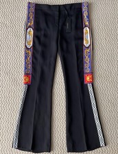 NWT VERSACE Pillow Talk Logo Baroque Trim Flare Leg Pants Trousers 44 US 8 1600