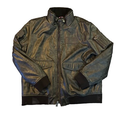 Tommy Hilfiger Military Jacket Wax American Flag Patch Coat Mens Size 2XL 