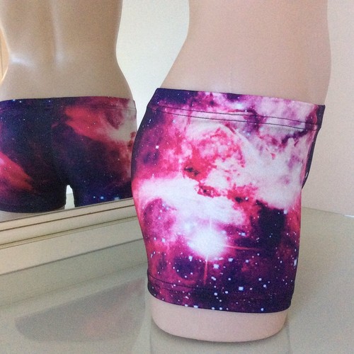 Galaxy SHORTS Ladies SIZE 6 Gym DANCE Fitness SWIMWEAR Hotpants PURPLE Nebula - Picture 3 of 6