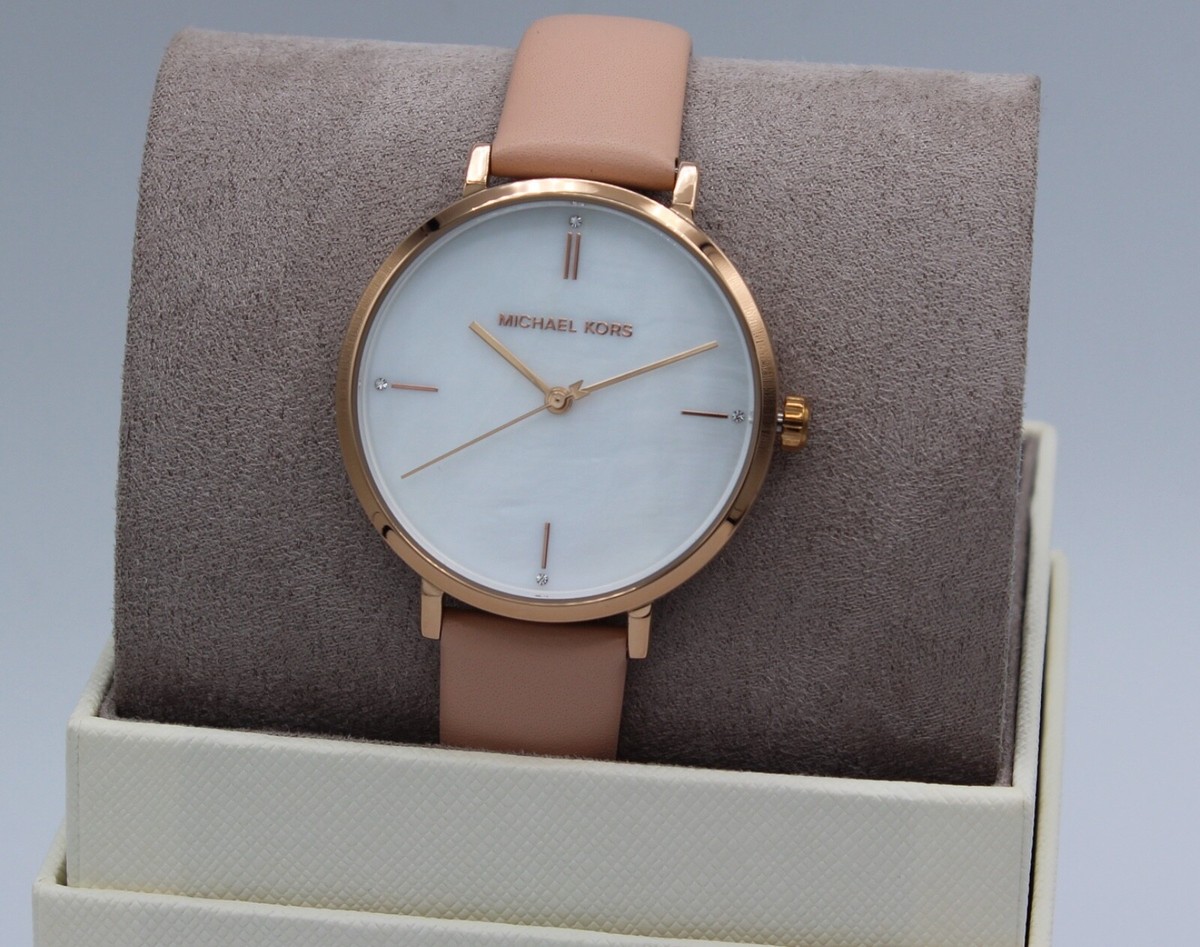 NEW AUTHENTIC MICHAEL KORS JAYNE ROSE GOLD PINK BLUSH LEATHER