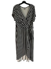 Avenue Stripe Faux Wrap Hi Low Dress Size 18/20