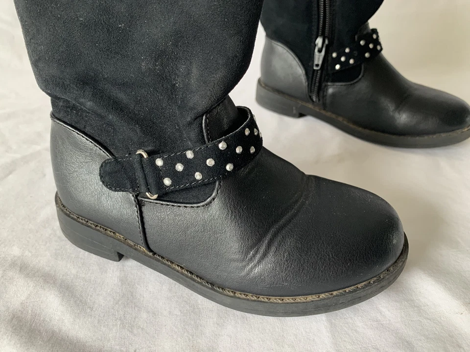 Botas negras forradas de piel sintética Cherokee Joycie de 2 maneras - niños niñas talla 11 Foto 3 de 4