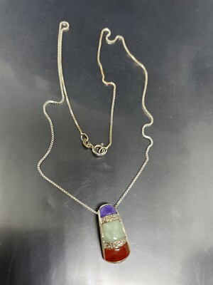 Ross Simmons Sterling Silber 925 Amethyst Aventurin Karneol Anhänger Halskette