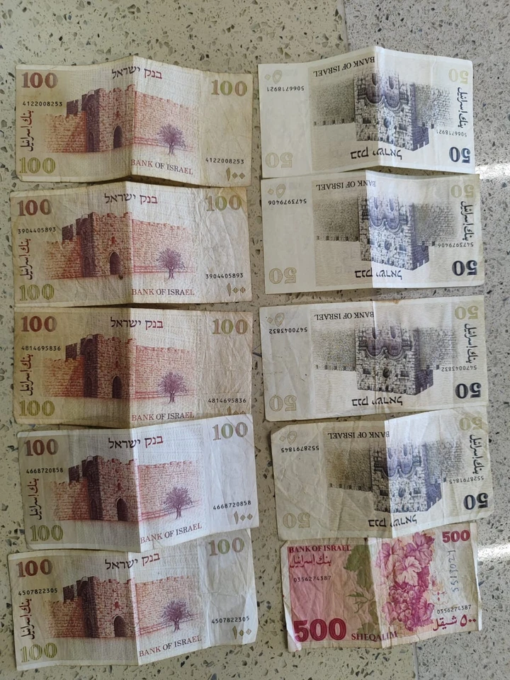 Israel Lot of 10 Different Banknotes  Sheqel Israel 1978-1982 Used - Image 3 of 4
