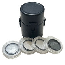 Lot of 4 Vivitar 55mm lens filters in case - Polarizer, Cross Screen, UV-Haze,