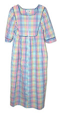 Styled by Saybury 1/2 Zip Rainbow Check Seersucker Summer Robe Women Size Medium