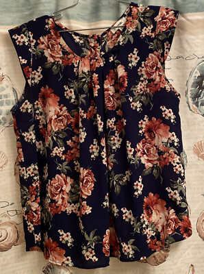 Meraki Shirt Women s  Size XL Cap Sleeve Floral Multicolor Scoop Neck.