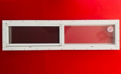 Mobile Home Window. 36'' x 8''  White Aluminum Slider Obscured Glass