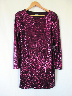 Silver Vero Moda Sequin Dress NEW Express M Sequin Purple Stretch Fitted Long Sleeve Mini Holiday Silver Vero Moda Sequin Dress NEW Express M Sequin Purple Stretch Fitted Long Sleeve Mini Holiday