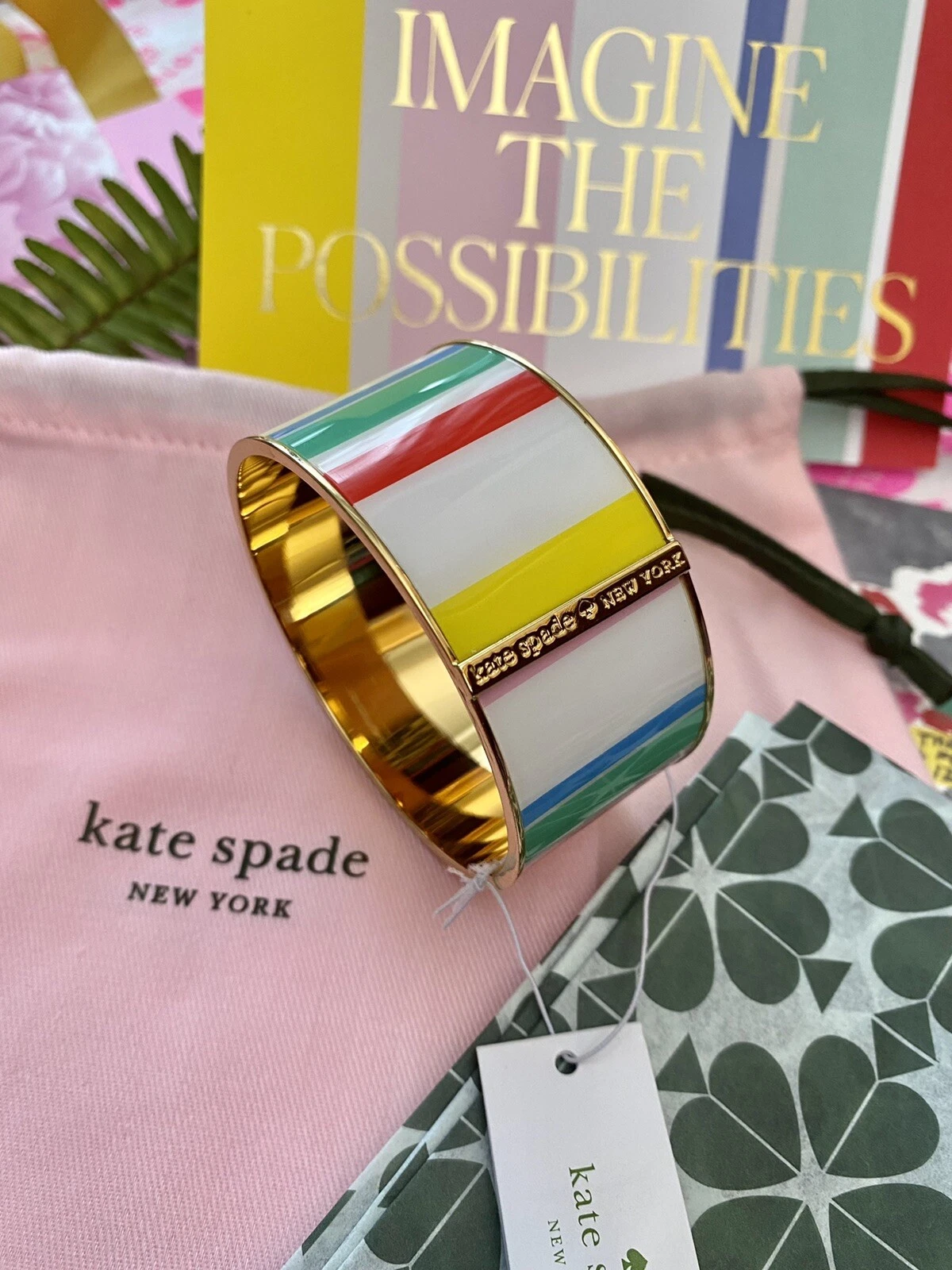 Bracciale Kate Spade DUNESTRIPE con cerniera oro e etichetta SUPER RARO