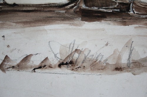 Drawing sepia pencil city Netherlands Bernhard Huys Worpswede - Picture 8 of 9