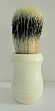 Vintage Shaving Brush Badger Bristle Ivory Color Rubber Handle 002