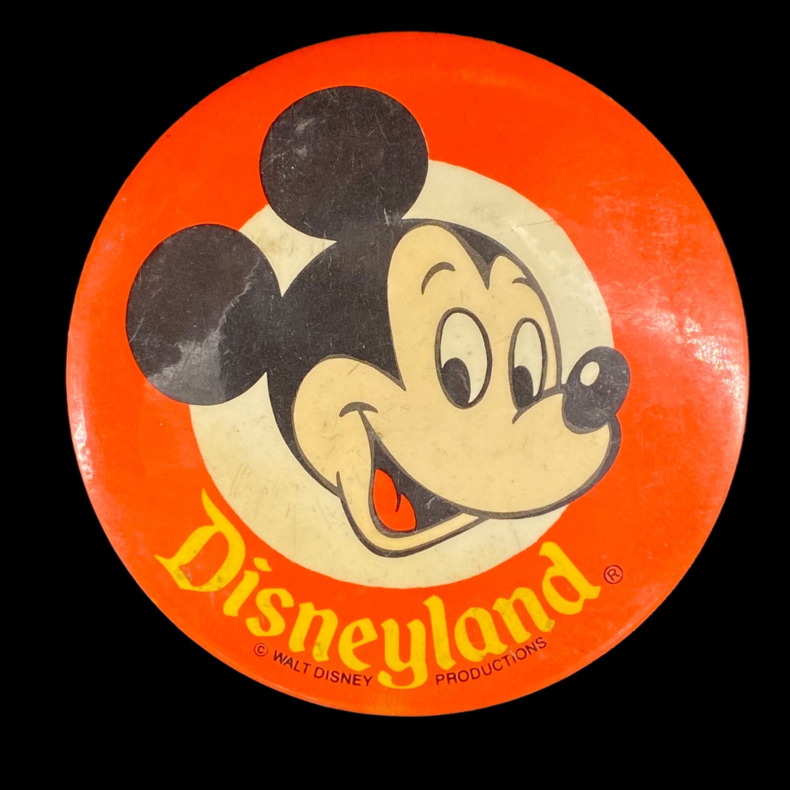 Vintage Walt Disney Disneyland Mickey Mouse Pin Badge Button 3.5"