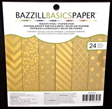 Bazzill Basic Paper Kraft Foil 6x6 24 Kraft Sheets 6 Designs HTF Free Shipping