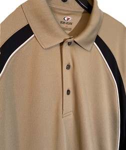 Top Flite Golf Polo Short Sleeve Shirt Mens Sz L 100% Polyester Black Beige Tone | eBay