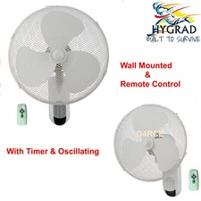 NEW 16" PLASTIC WHITE WALL FAN COLD AIR 3 SMOOTH SPEED WITH REMOTE CONTROL