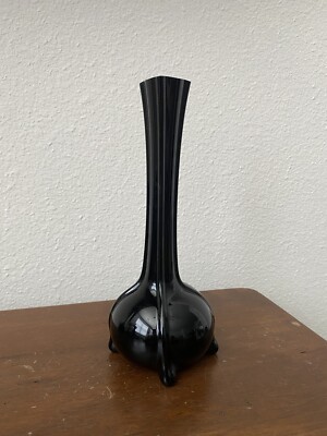 Art Deco Amethyst Black Vase Long Small Retro Decor Bud Vase Regal Victorian