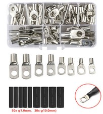 1 Set 60pcs Battery Cable Ends Wire Lugs 80pcs Heat Shrink Tubing Assortment