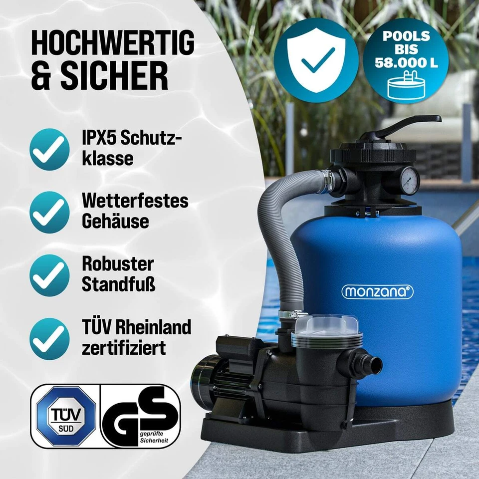 MONZANA® Sandfilteranlage Filterkessel Pool Filteranlage Sand Wasserfilter 7Wege - Bild 4 von 4