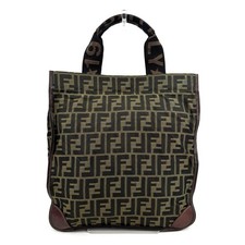 Fendi Zucca FF Logo Tote Hand Bag Brown Canvas Roma 1925 Pattern