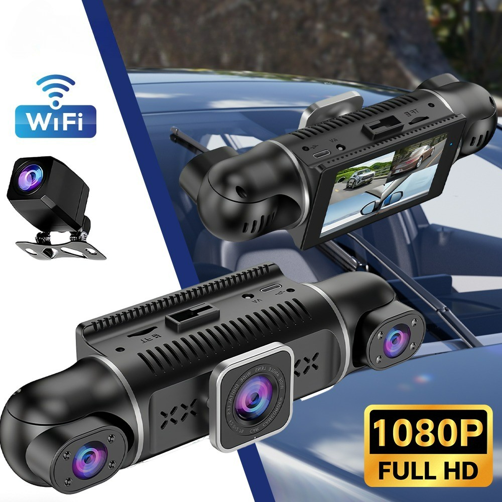 360 Degree View 4 Channel Dash Cam Front and Rear Inside Left Right, Dash Camera