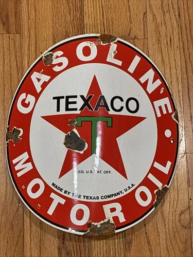 VINTAGE Visible Gas Pump TEXACO STAR GASOLINE PORCELAIN GAS PUMP SIGN