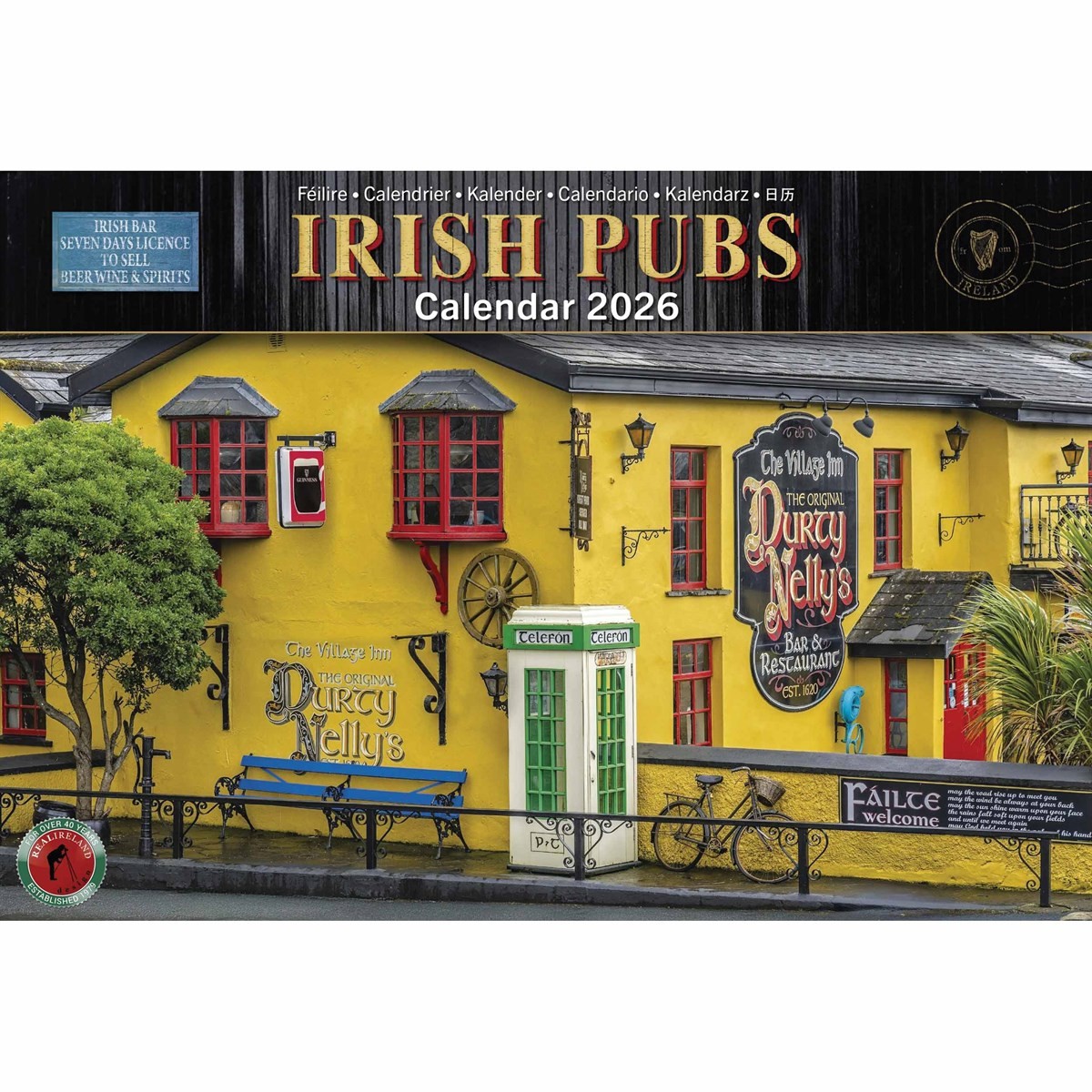 Irish Pubs A4 Calendar 2026, Wall Calendars, Month To View, Travel, Gift