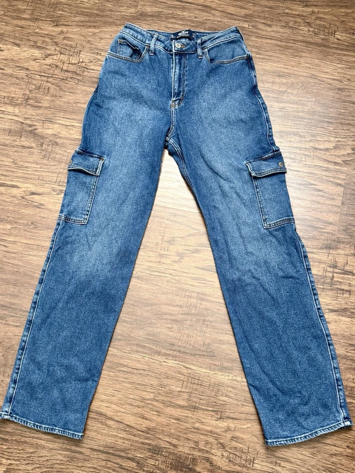 Hollister Ultra High Rise Dad Jeans Size 5L Carpenter Cargo 27/33 - Image 3 of 4