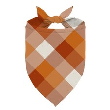 Thanksgiving Fall Dog Bandanas Orange Plaid Pet Scarf for Boy and Girl Holida...