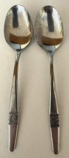 2 Amefa Stainless Place Spoons Single Floral Holland GUC AFSAFS6 7 3/4"