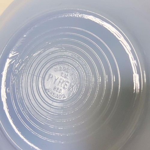 Vintage Old Pyrex Canada Delphite Blue Saucer Set of 5 Collectible Plates Rare - Bild 6 von 7
