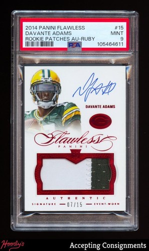 2014 Panini Flawless Ruby #15 Davante Adams RC RPA Rookie PATCH AUTO 07/15 PSA 9