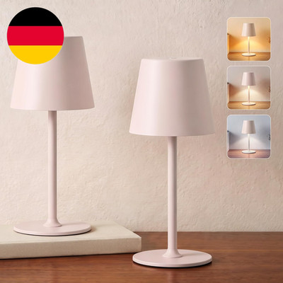 Tischlampe Kabellos 2 Stück, LED Nachttischlampe, Akku Tischleuchte, Schreibtisc