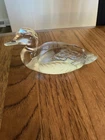 Vintage 1980's Fenton Clear  Glass Mallard Duck Paperweight Figurine 5"
