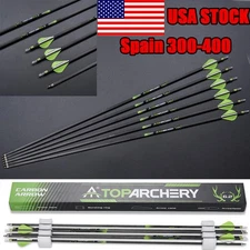 30'' Archery Pure Carbon Arrows 300/350/400 Spine Recurve Compound Bow Shooting
