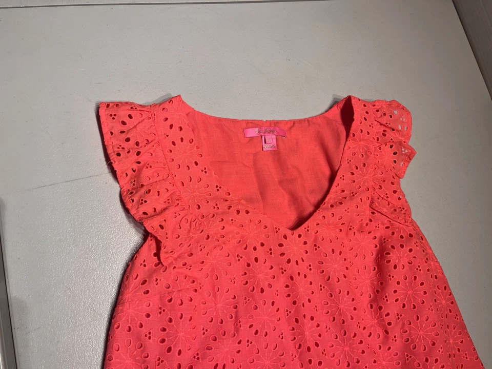 Camisa informal Lilly Pulitzer Top Para Mujer Mediana Lina Ojales Picante Coral Rosa Foto 2 de 4
