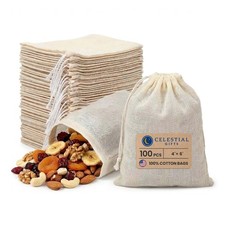 Celestial Gifts Cotton Muslin Bags, 100pcs, 4x6 Inches, Made in USA