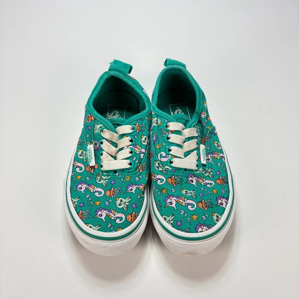 范斯正品弹性海派对绿色溜冰运动鞋青少年女孩 12.5 码 — 第 3/4 张图片