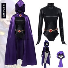 Anime Raven Cosplay Costume Purple Cape Jumpsuit Cloak Halloween Party Costumes