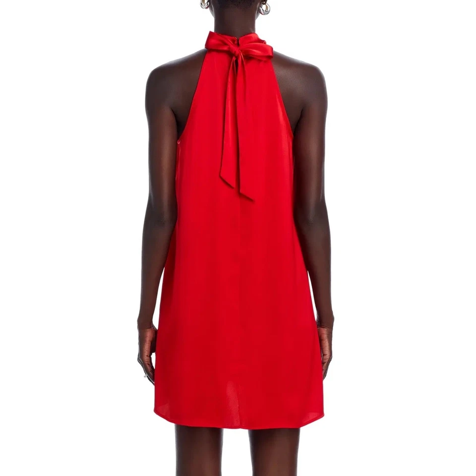 AQUA Red Halter Neck Mini Dress Sleeveless Tie Back Party Cocktail S - Image 3 of 4