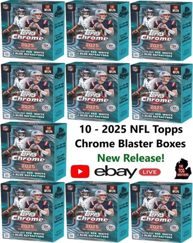 Kansas City Chiefs Break 310 2025 TOPPS CHROME FOOTBALL NFL Blaster Box x10
