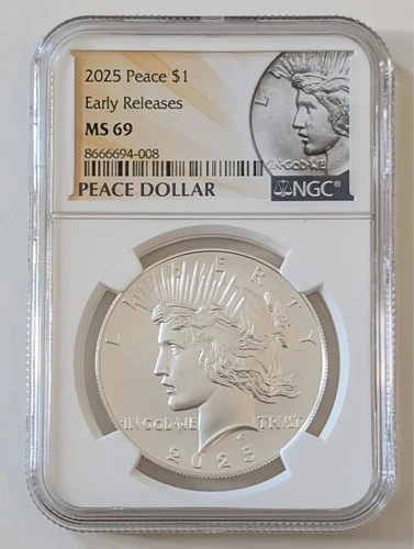 2025 PEACE SILVER DOLLAR FIRST RELEASES NGC MS69 SKU 8666694-008