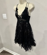 Free People Adella Sequin Dress Black Witchy Whimsical Glam XS